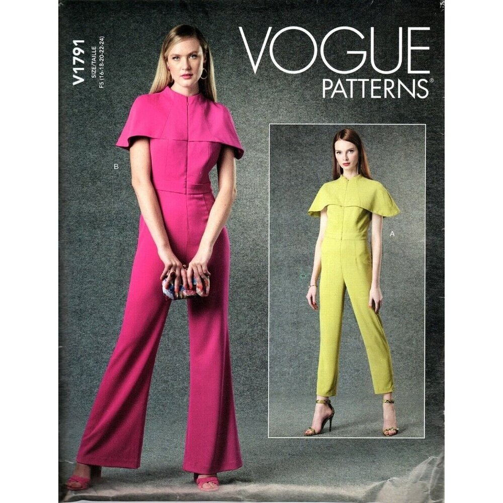 Vogue V1791 Misses 16 to 24 Jumpsuit with Capelet Uncut Sewing Pattern